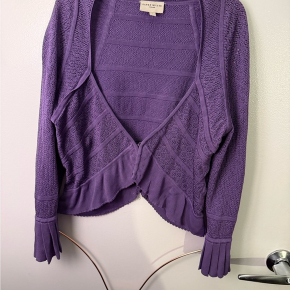 Karen Millen Sweaters - Elegant Karen Millen Purple Women's Cropped Sweater Cardigan